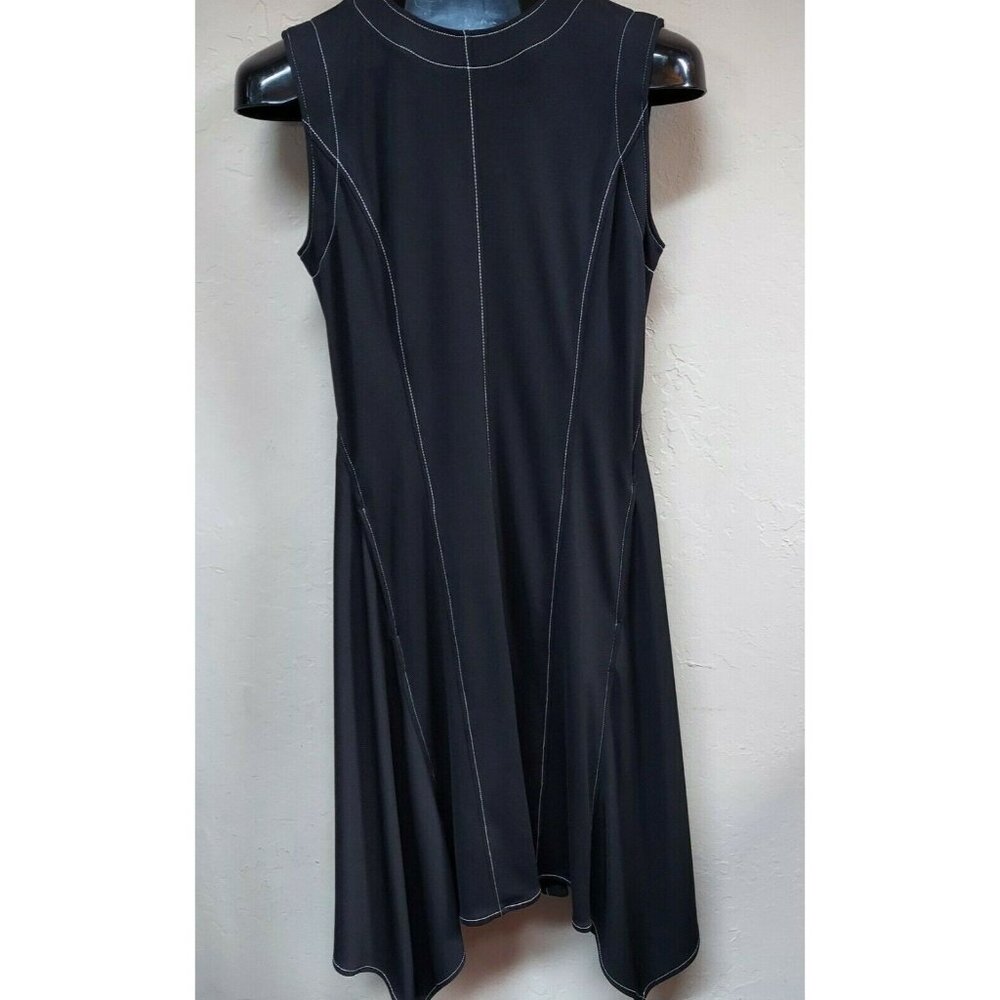 Donna Karan New York Women Medium Black Sleeveless Asymmetric Midi Dress Casual
